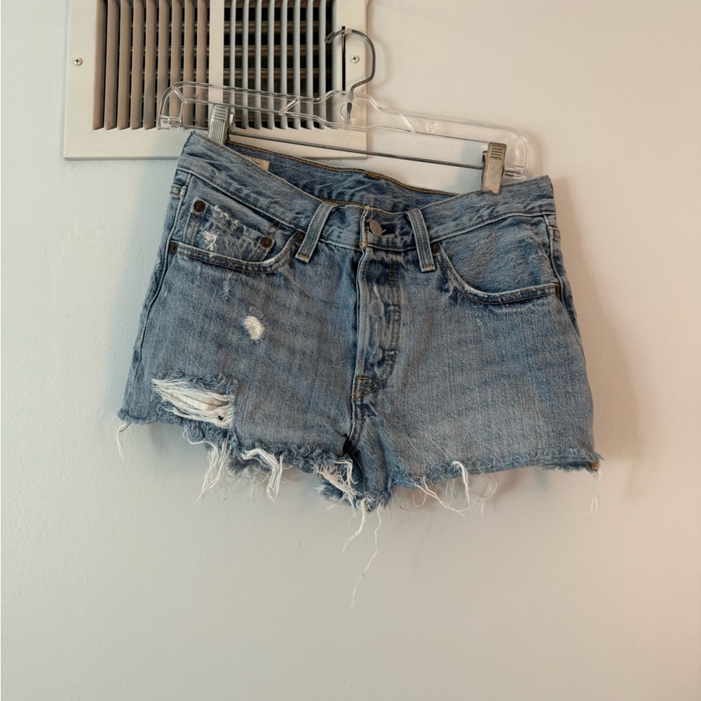 Levi's Light Blue Distressed Jean Shorts